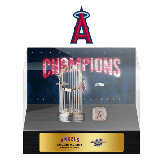 Anaheim Angels MLB World Series Championship Trophy And Ring Display Case