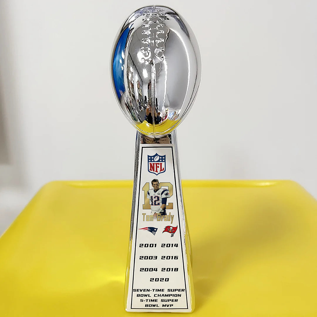 [Tom Brady]- New England Patriots & Tampa Bay Buccaneers Championship Super Bowl NFL Goat MVP Trophy