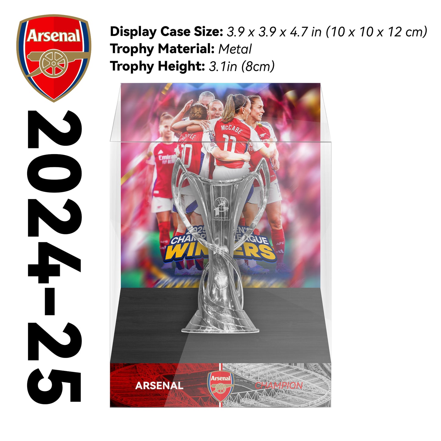2024–25 UEFA Women's Champions League Arsenal Football Trophy Display Case